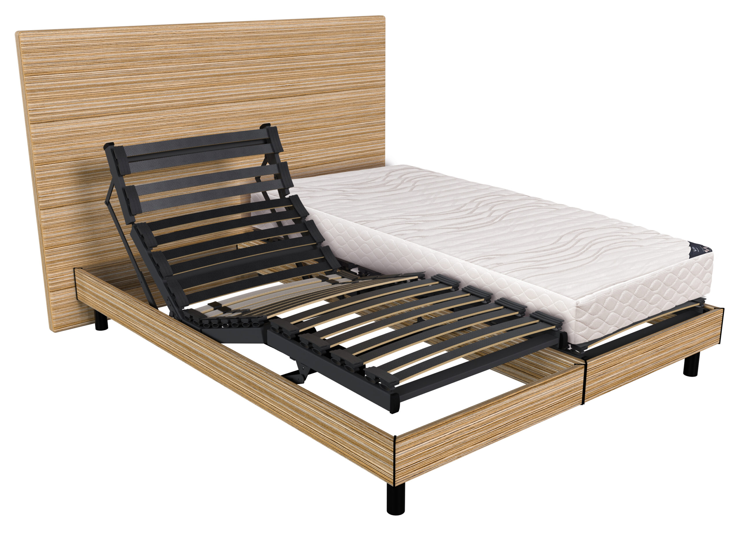 Ensemble sommier tapissier en bois et matelas en mousse en option